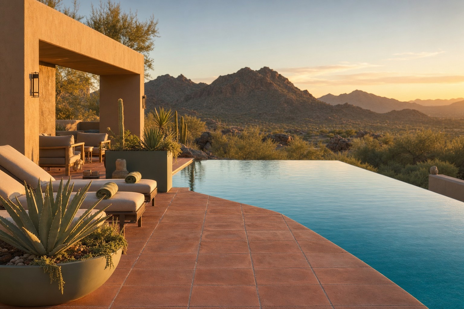 Luxury desert poolside terrace in Scottsdale, Arizona representing high-performing vacation rental properties